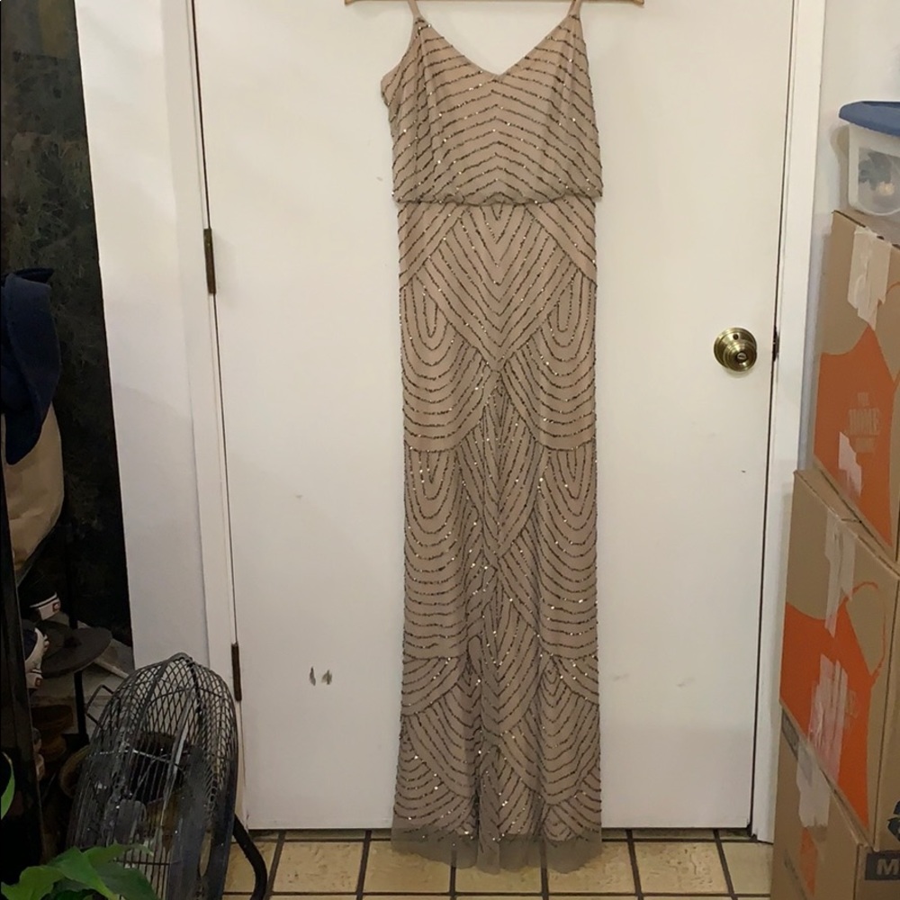 Adriana Papell Champagne Evening Gown- Size 4